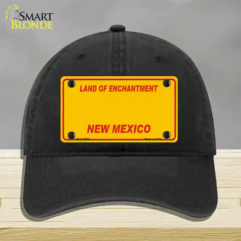 New Mexico Yellow Novelty License Plate Hat Unconstructed Cotton / Black