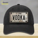 I Love Vodka Novelty License Plate Hat Unconstructed Cotton / Black