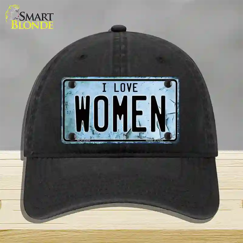 I Love Women Novelty License Plate Hat Unconstructed Cotton / Black