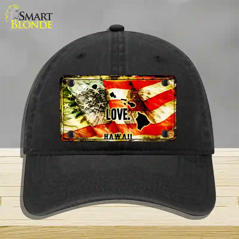 Hawaii Love Novelty License Plate Hat Unconstructed Cotton / Black