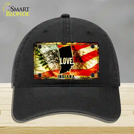 Indiana Love Novelty License Plate Hat Unconstructed Cotton / Black