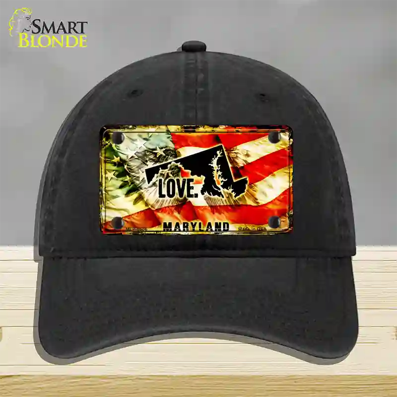 Maryland Love Novelty License Plate Hat Unconstructed Cotton / Black