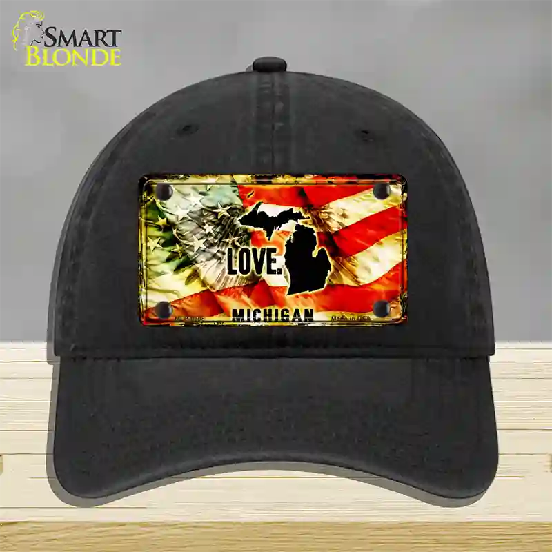 Michigan Love Novelty License Plate Hat Unconstructed Cotton / Black