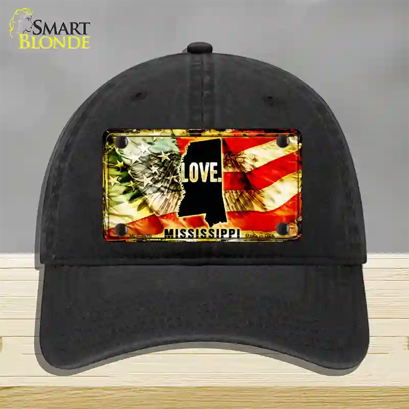 Mississippi Love Novelty License Plate Hat Unconstructed Cotton / Black