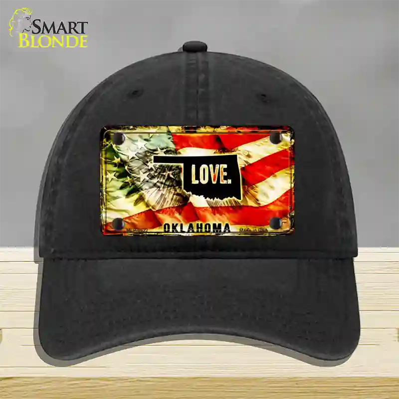 Oklahoma Love Novelty License Plate Hat Unconstructed Cotton / Black