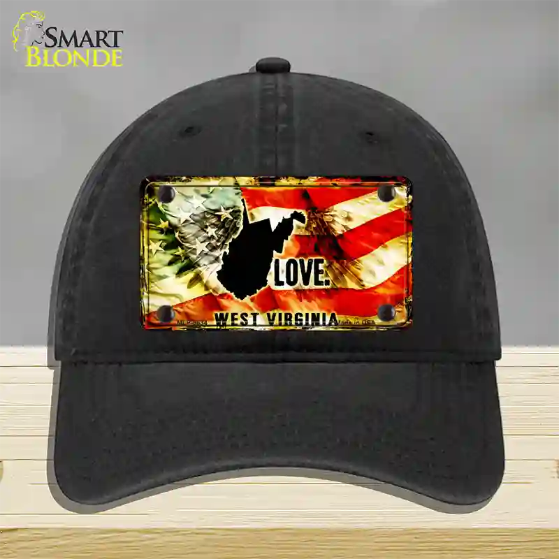 West Virginia Love Novelty License Plate Hat Unconstructed Cotton / Black