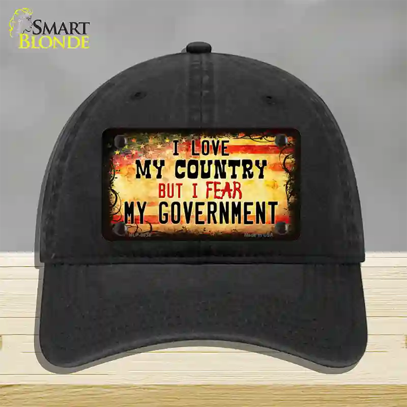 I Love My Country Novelty License Plate Hat Unconstructed Cotton / Black