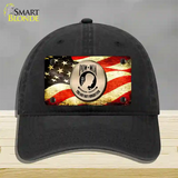 POW MIA With USA Flag Novelty License Plate Hat Unconstructed Cotton / Black