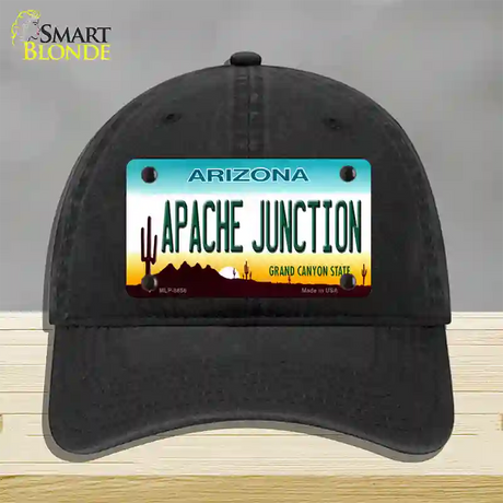 Apache Junction Arizona Novelty License Plate Hat Unconstructed Cotton / Black