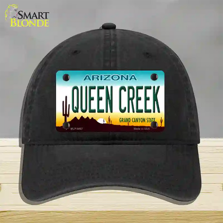 Queen Creek Arizona Novelty License Plate Hat Unconstructed Cotton / Black