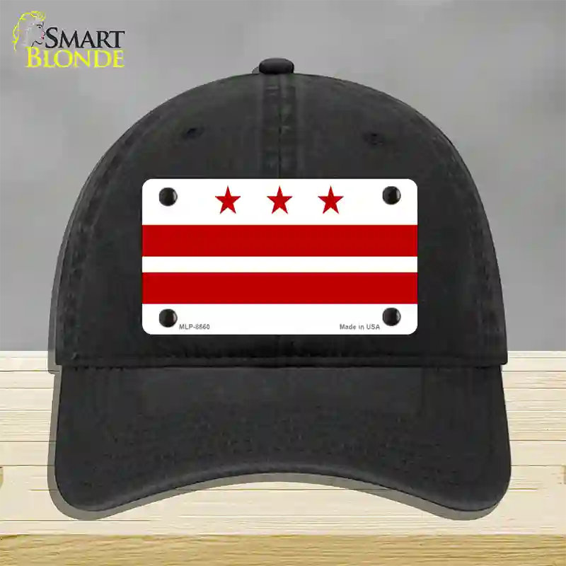 Washington DC Flag Novelty License Plate Hat Unconstructed Cotton / Black