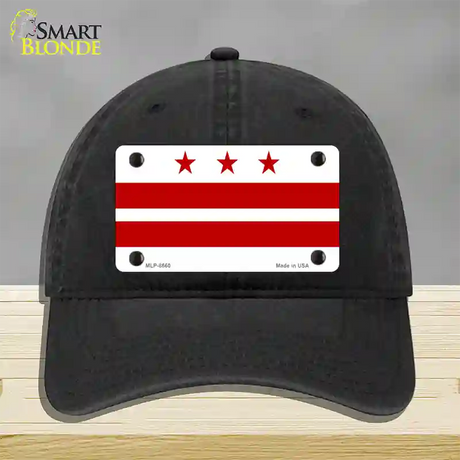 Washington DC Flag Novelty License Plate Hat Unconstructed Cotton / Black