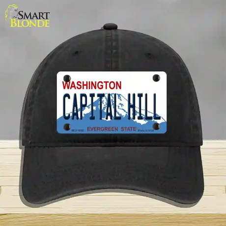 Capital Hill Washington Novelty License Plate Hat Unconstructed Cotton / Black