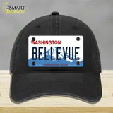 Bellevue Washington Novelty License Plate Hat Unconstructed Cotton / Black