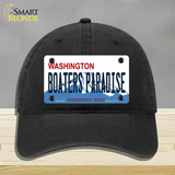 Boaters Paradise Washington Novelty License Plate Hat Unconstructed Cotton / Black