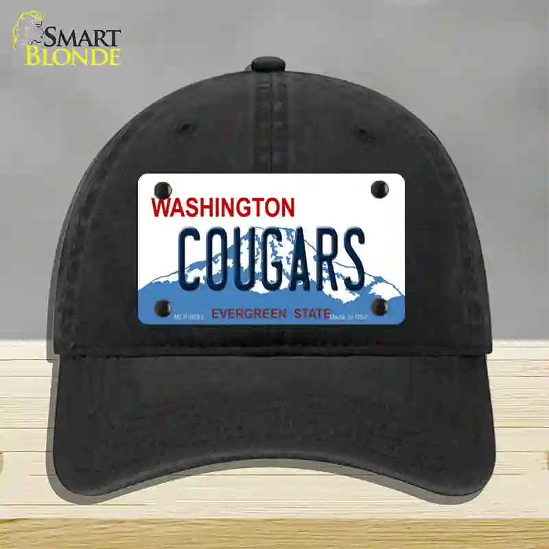 Cougars Washington Novelty License Plate Hat Unconstructed Cotton / Black