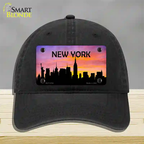 New York Silhouette Novelty License Plate Hat Unconstructed Cotton / Black