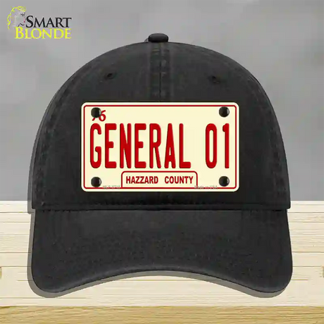 General 01 Novelty License Plate Hat Unconstructed Cotton / Black