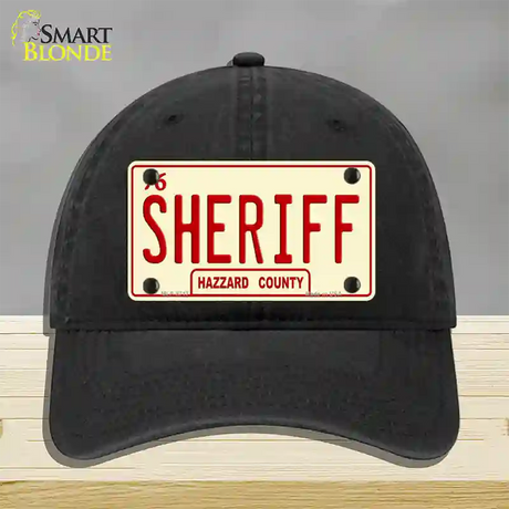 Sheriff Novelty License Plate Hat Unconstructed Cotton / Black