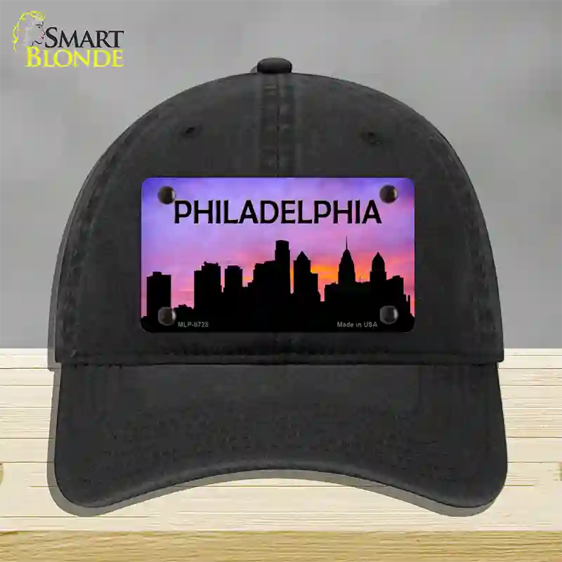 Philadelphia Silhouette Novelty License Plate Hat Unconstructed Cotton / Black