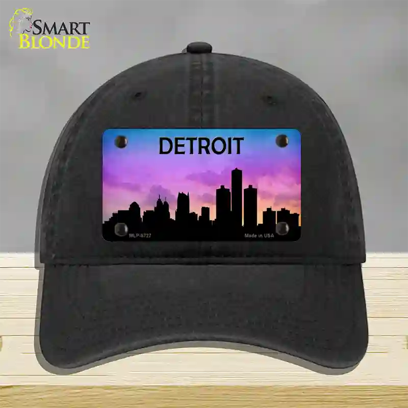 Detroit Silhouette Novelty License Plate Hat Unconstructed Cotton / Black