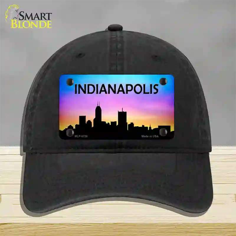 Indianapolis Silhouette Novelty License Plate Hat Unconstructed Cotton / Black