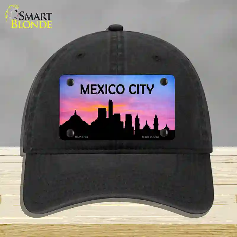 Mexico City Silhouette Novelty License Plate Hat Unconstructed Cotton / Black