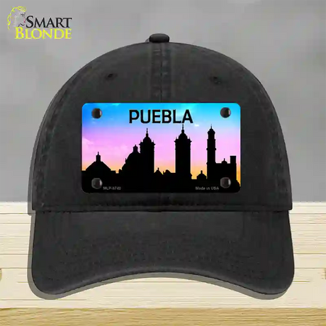 Puebla Silhouette Novelty License Plate Hat Unconstructed Cotton / Black