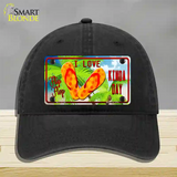 I Love Flip Flop Novelty License Plate Hat Unconstructed Cotton / Black