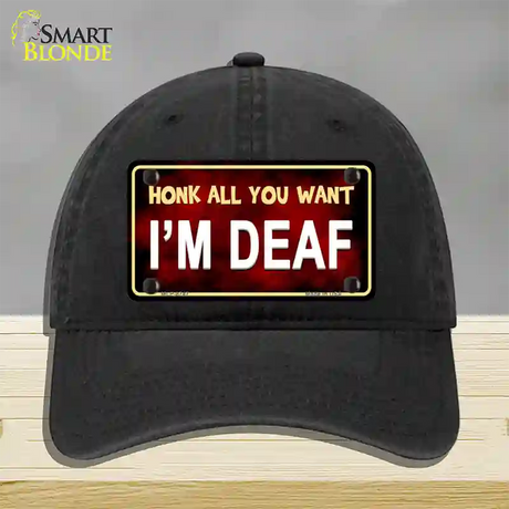 Honk All You Want Novelty License Plate Hat Unconstructed Cotton / Black