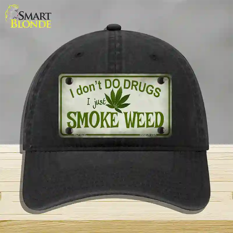 I Dont Do Drugs Novelty License Plate Hat Unconstructed Cotton / Black