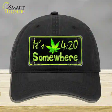 Its 4:20 Novelty License Plate Hat Unconstructed Cotton / Black