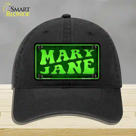 Mary Jane Novelty License Plate Hat Unconstructed Cotton / Black