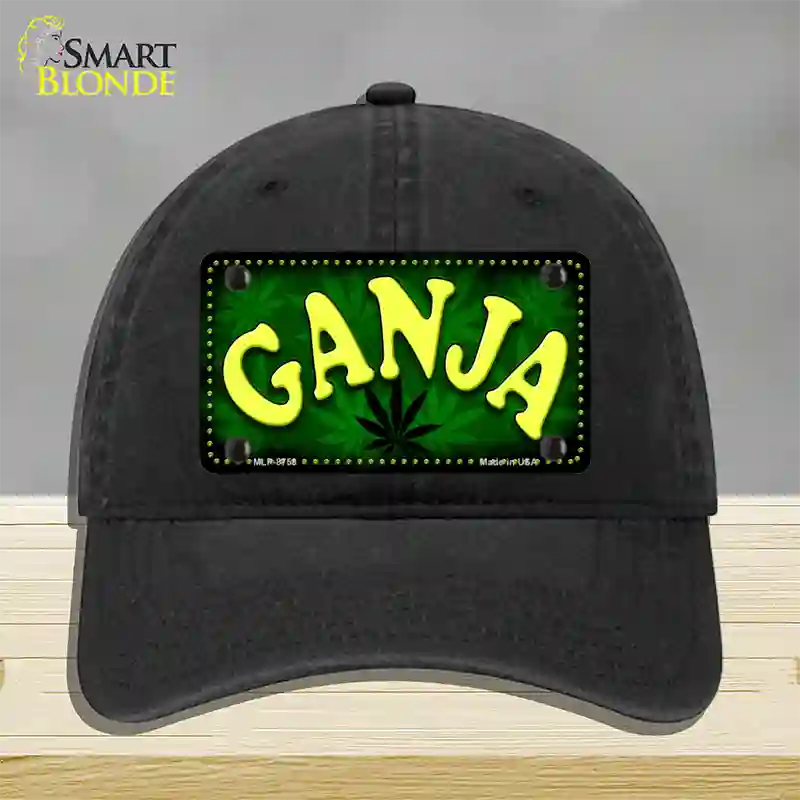 Ganja Novelty License Plate Hat Unconstructed Cotton / Black