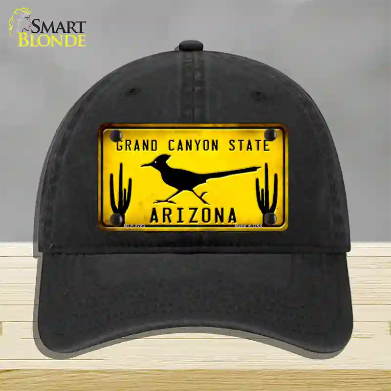 Roadrunner Yellow Arizona Grand Canyon State Novelty License Plate Hat Unconstructed Cotton / Black