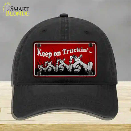 Keep On Trucking Novelty License Plate Hat Unconstructed Cotton / Black