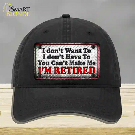 You Cant Make Me Novelty License Plate Hat Unconstructed Cotton / Black