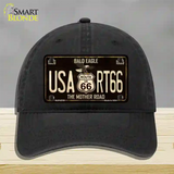 Bald Eagle Route 66 Novelty License Plate Hat Unconstructed Cotton / Black