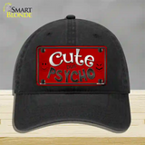 Cute But Psycho Novelty License Plate Hat Unconstructed Cotton / Black