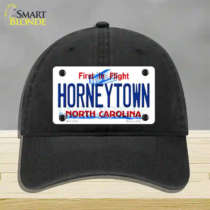 Horneytown North Carolina Novelty License Plate Hat Unconstructed Cotton / Black