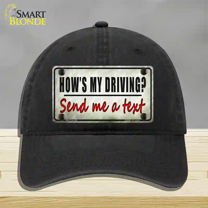 Send Me A Text Novelty License Plate Hat Unconstructed Cotton / Black