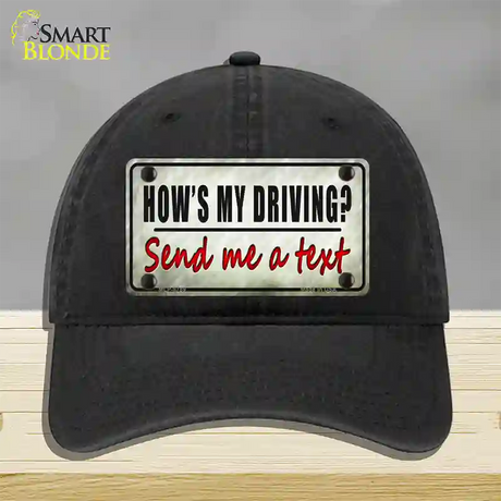 Send Me A Text Novelty License Plate Hat Unconstructed Cotton / Black