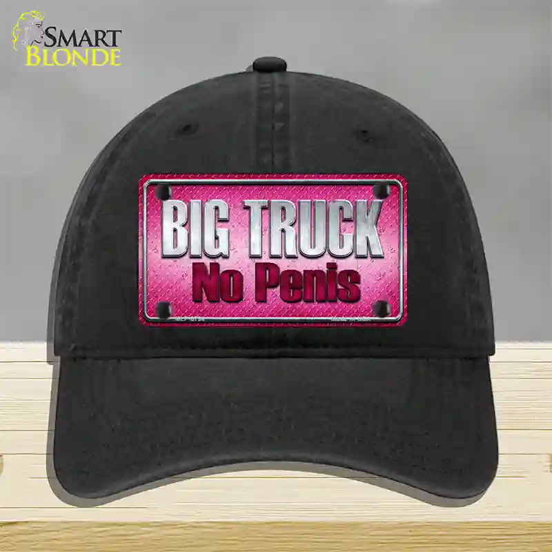 Big Truck No Penis Novelty License Plate Hat Unconstructed Cotton / Black