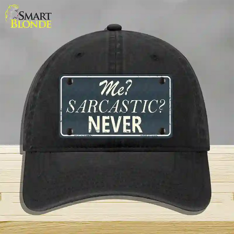 Me Sarcastic Never Novelty License Plate Hat Unconstructed Cotton / Black