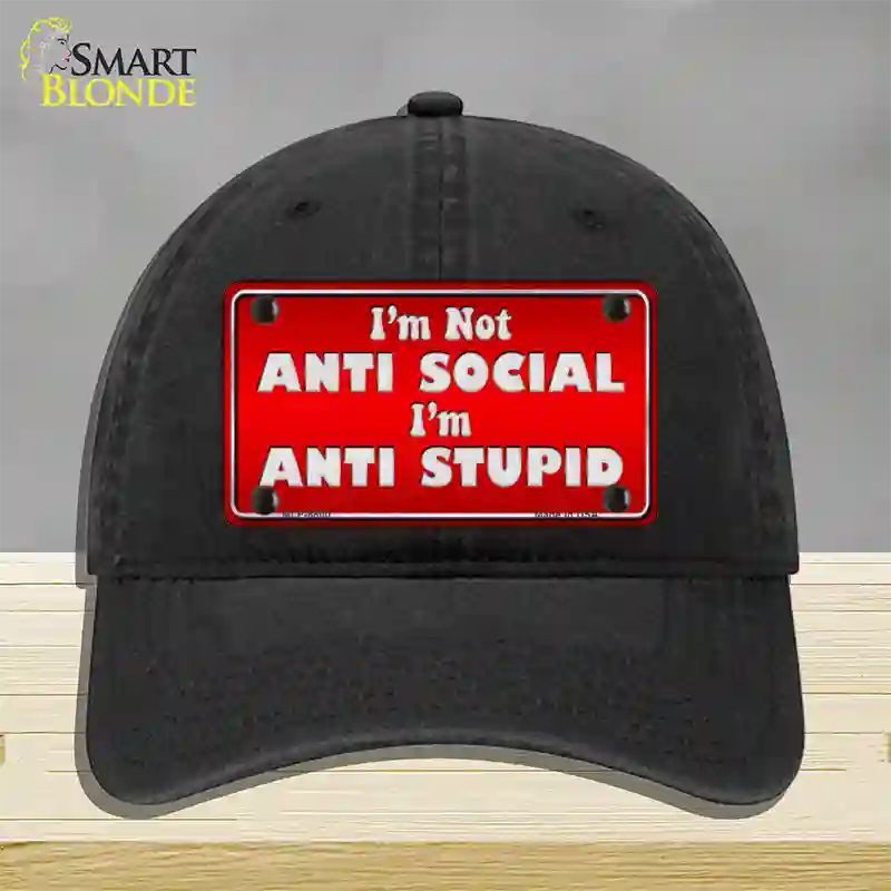 Anti Social Novelty License Plate Hat Unconstructed Cotton / Black