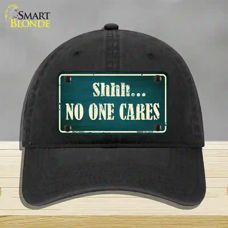 No One Cares Novelty License Plate Hat Unconstructed Cotton / Black