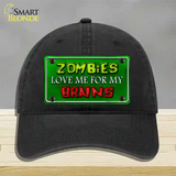 Zombies Love Me Novelty License Plate Hat Unconstructed Cotton / Black