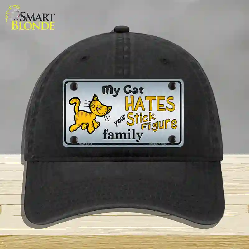 My Cat Hates Novelty License Plate Hat Unconstructed Cotton / Black