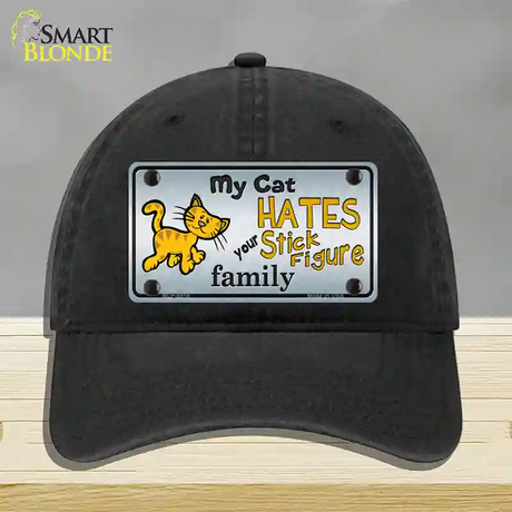 My Cat Hates Novelty License Plate Hat Unconstructed Cotton / Black