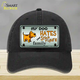 My Dog Hates Novelty License Plate Hat Unconstructed Cotton / Black